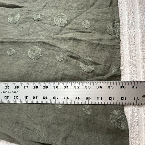 HD Diffusion Paris Women Green Polka Dots Linen Short Cap Sleeves Shirt Dress - Picture 9 of 9